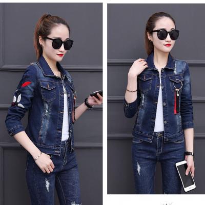 ÁO KHOÁC JEAN NỮ FORM NGẮN TAY THÊU HOA - NK308